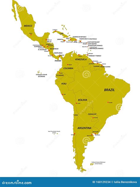 Political Map Of Latin America Simple Flat Vector Map With Country