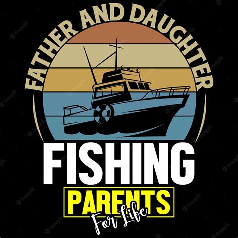 Camiseta De Vector De Pesca Padre E Hija Parfnts De Pesca Para La