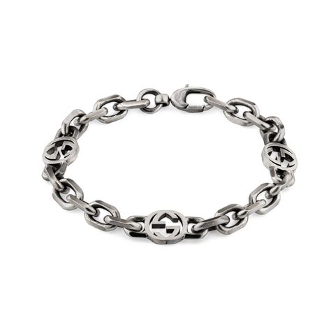 Gucci Silver Bracelet With Interlocking G In Metallic For Men Lyst