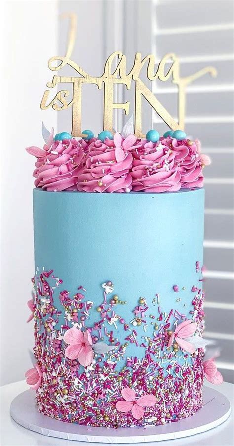 19 Blue And Pink 10th Birthday Cake For Birthdays Dinner Parties And