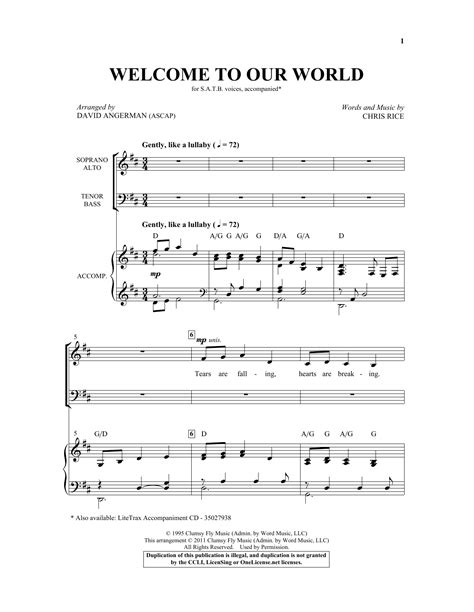 Welcome To Our World Sheet Music Direct