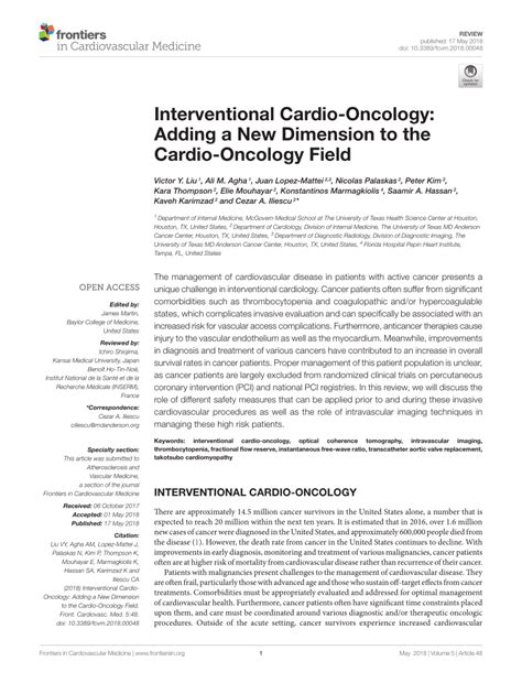 Pdf Interventional Cardio Oncology Adding A New Dimension To The