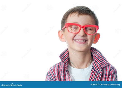 Portrait Of A Happy Young Boy In Spectacles Stock Photo Image Of