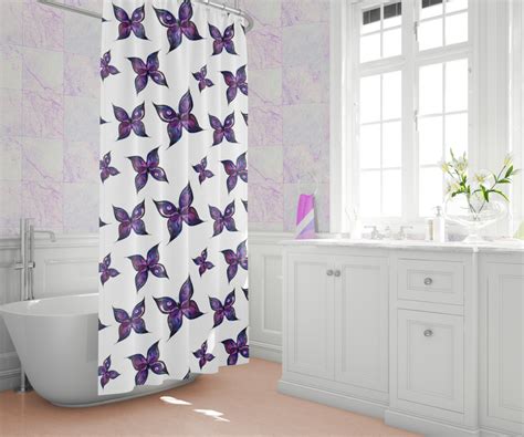 Purple Butterfly Shower Curtain 70 X 70 Watercolor Butterfly