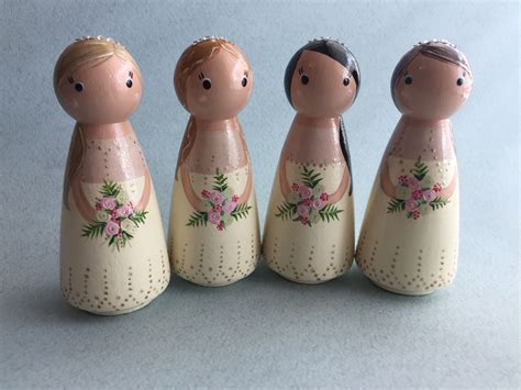 vintage bride wooden peg doll cake toppers personalised by gabe and penny available via etsy or
