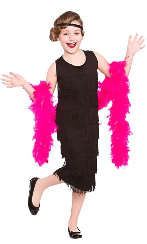 Black Charleston Flapper Girls Kids Fancy Dress 20s 1920s Gatsby Childs