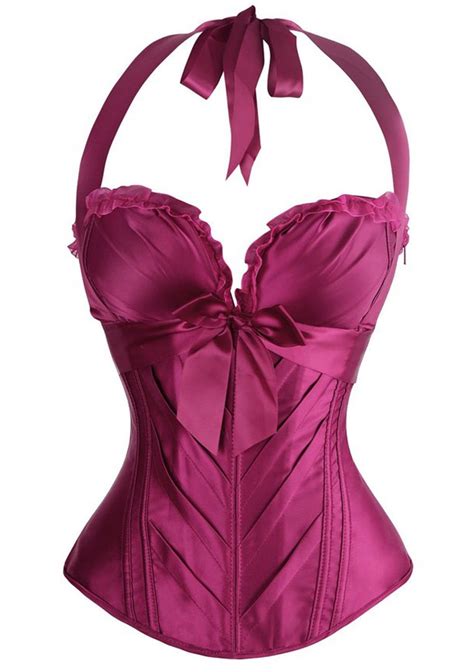 Buy Burlesque Corsets And Bustiers Sexy Cup Cprset Halter Satin Corset With