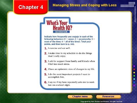 Chapter Managing Stress And Coping With Loss