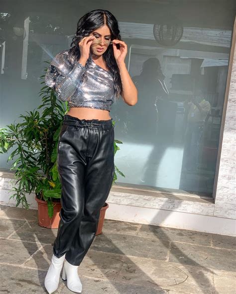 Nia Sharma Style Tips Nia Sharmas Sparkly Silver Top And Leather