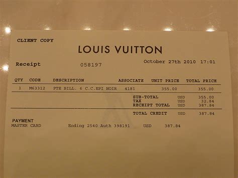 Genuine Louis Vuitton Receipts For Sale