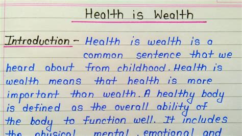 Essay On Health Is Wealth In English Youtube