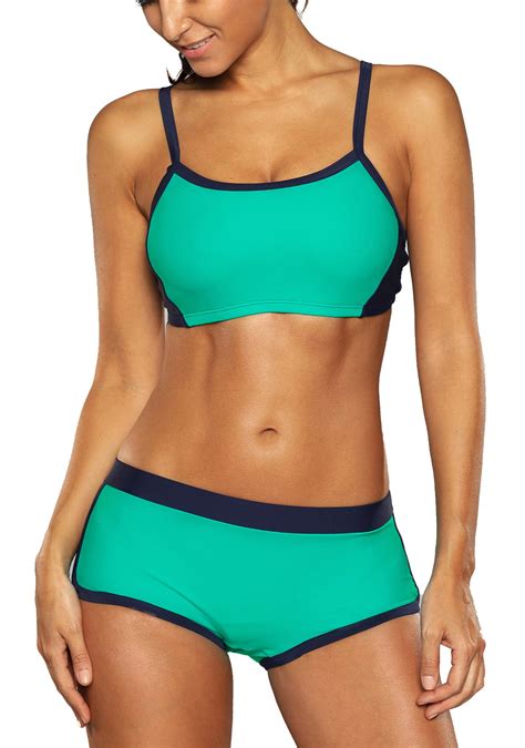 Charmleaks Women S Two Piece Swimsuit Sport Bra Swimwear Workout Bikini Set Buy Online In