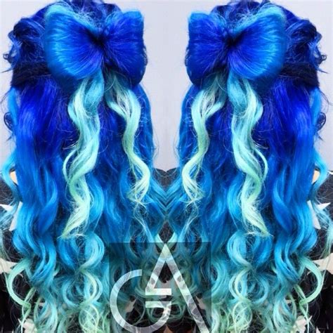 Two Tone Royal Blue Dyed Hair Dyed Hair Teal Hair