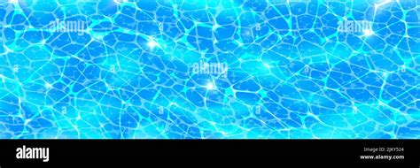 Swimming Pool Surface Top View Horizontal Background With Sunlight Glare Reflections Caustic