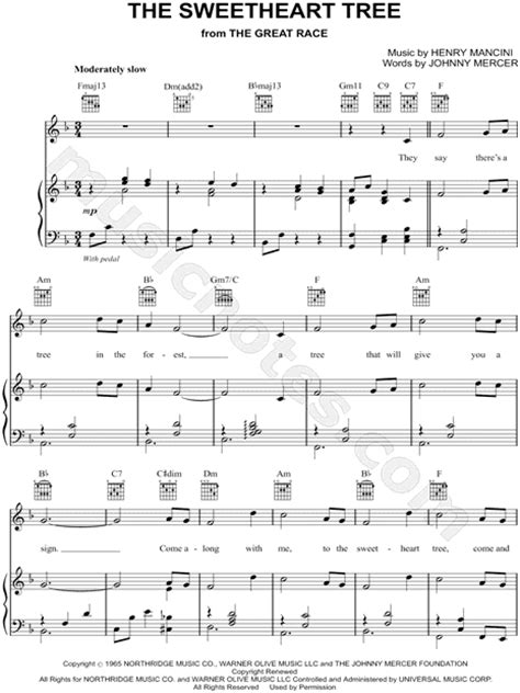 The Sweetheart Tree From The Great Race Sheet Music In F Major Transposable Download
