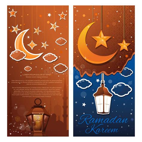 Ramadan Kareem Mosque Banners Set Stock Vector Illustration Of Ashura