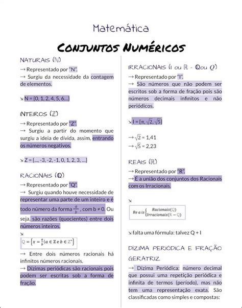 Mapas Mentais sobre CONJUNTOS NUMÉRICOS Study Maps