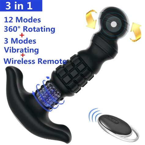360 Degree Rotating Dildo Anal Vibrator Male Prostate Massage Wireless
