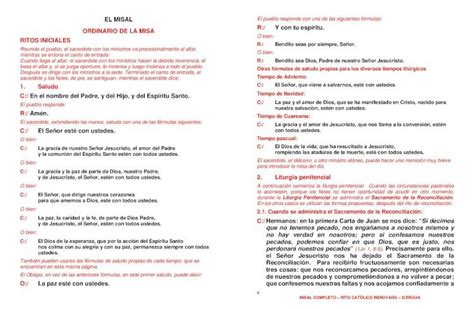 Pdf El Misal Ordinario De La Misa R Y Con Tu Esp Ritu O El