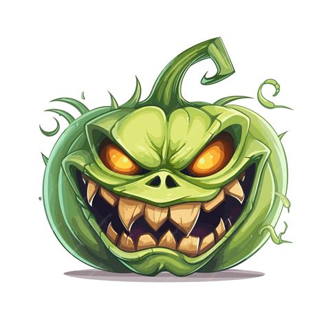 Premium Vector Cartoon Halloween Themed Green Pumpkin Illustration Vector