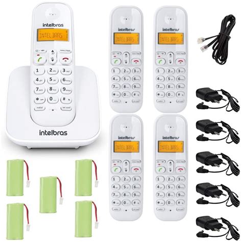 Kit Telefone Sem Fio Ts 3110 Branco 4 Ramal Intelbras Ramais