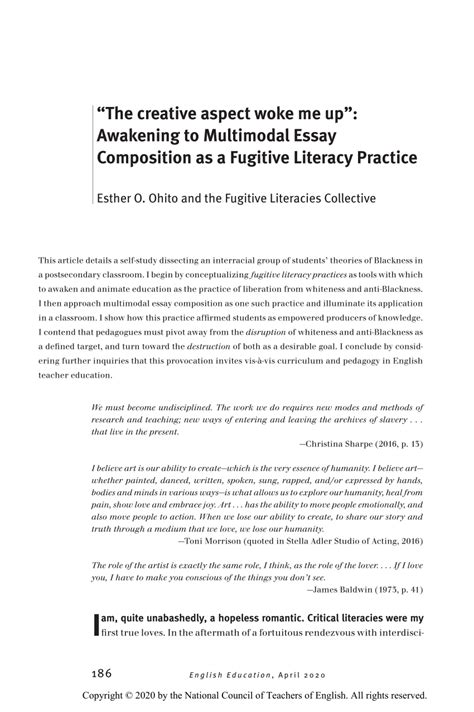 Pdf The Creative Aspect Woke Me Up Awakening To Multimodal Essay