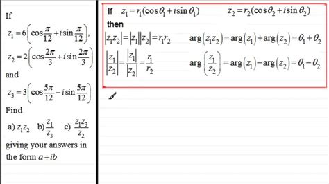 Multiplication Division Of Complex Numbers In Mod Arg Form Examples ExamSolutions YouTube