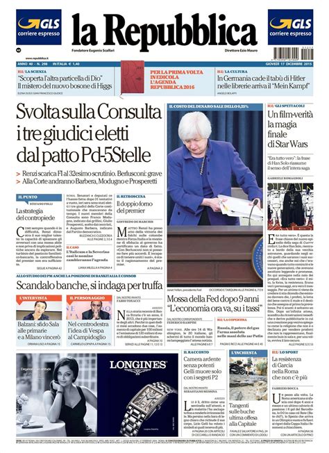 Le Prime Pagine Dei Quotidiani Che Sono In Edicola Oggi 17 Dicembre