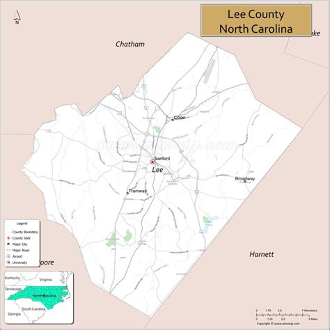 Map Of Lee County North Carolina Where Is Located Cities