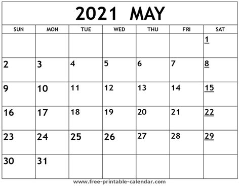 Select your week below for free weekly calendar downloads. Printable 2021 May Calendar - Free-printable-calendar.com ...