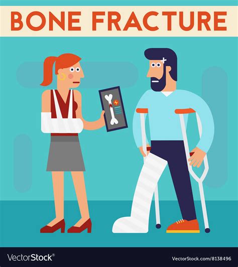 Bone Fracture Character Cartoon Royalty Free Vector Image