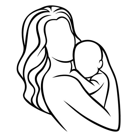 Mother Holding Baby Illustration Of Happy Motherhood Childbirth