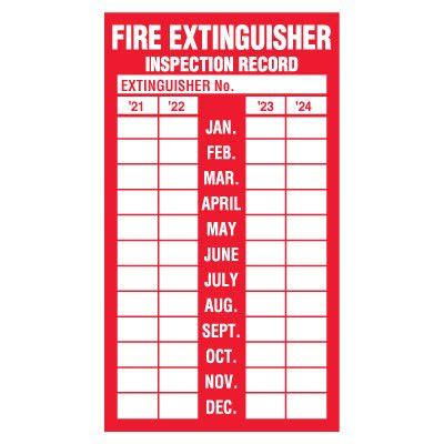 Payable prior to june 1, 2021. Wall-Mounted Fire Extinguisher Inspection Label 2021 | Seton