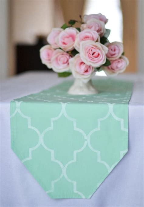 Mint Table Runner Printed With The Word Thankful Hand Etsy Green