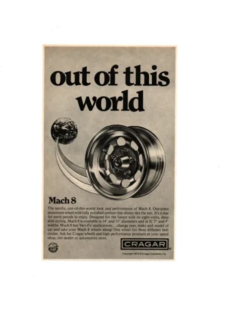 1974 Cragar Wheels Vintage Ad Cragars On The Scene Mach 8 Ss Slot