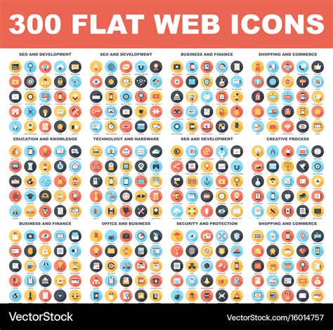 Flat Web Icons Royalty Free Vector Image Vectorstock