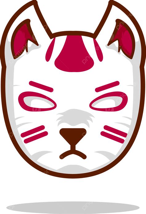 Vector Premium L Very Cute Cat Japan Kitsune Mask Illustration Flat