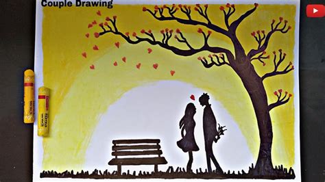 How To Draw Romantic Couple Under Love Tree Valentines Day Drawing