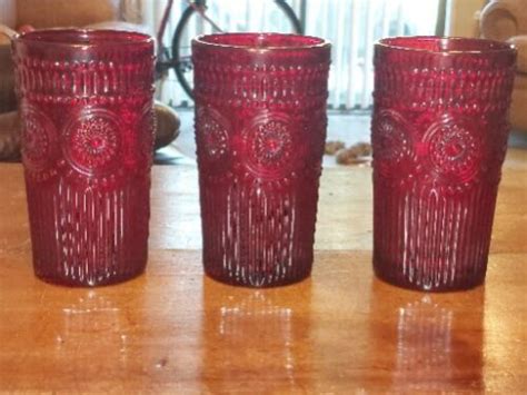 3 Pioneer Woman Adeline Ruby Red Tumblers 16 Oz Glasses Ebay
