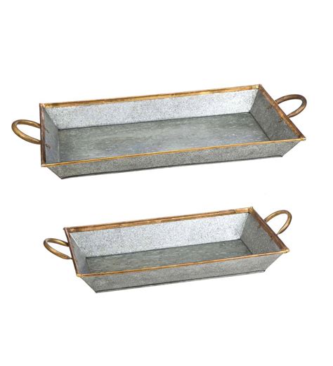Galvanized Serving Trays Set Of 2 Plow And Hearth