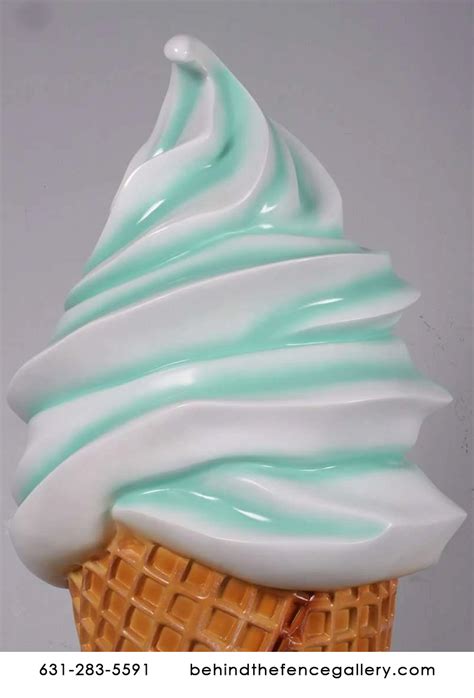 Giant Mint Vanilla Swirl Soft Serve Ice Cream Cone Statue Giant Mint Vanilla Swirl Soft Serve