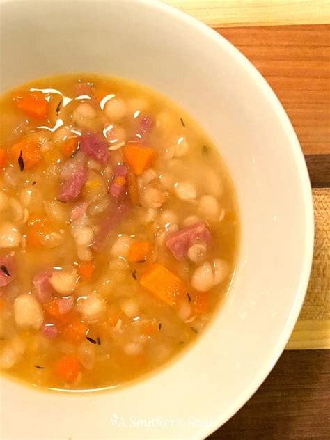 Slow Cooker Ham And White Bean Soup A Southern Soul