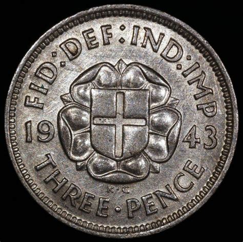 1943 Great Britain 3 Pence George Vi Au European Coins