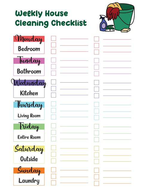 Daily Weekly Monthly Cleaning Checklist Cleaning Printable House My