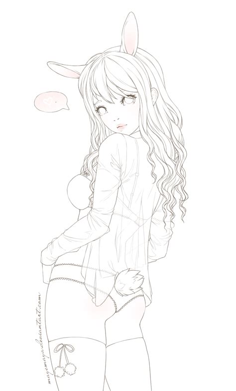 Free Bunny Lineart By Mayemaya On Deviantart Anime Lineart Coloring