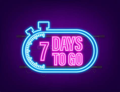 7 Days To Go Countdown Timer Neon Icon Time Icon Count Time Sale