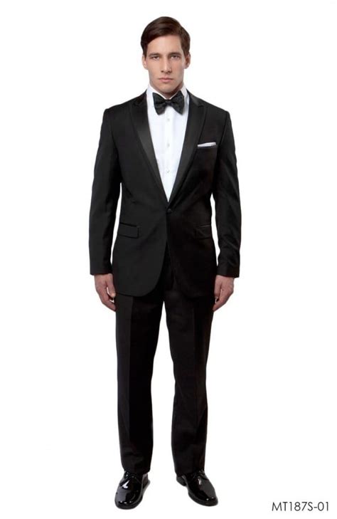 Tuxedo Black High Fashion Framed Peak Lapel Satin Trim Tuxedos Online
