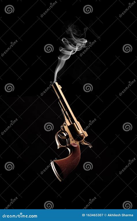 Vintage Antique Revolver Gun And Smoke Coming Out Stock Image Image