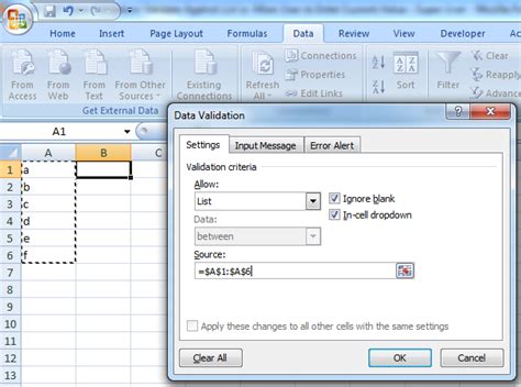 Solved Excel 2007 Data Validation Validate Against 9to5answer