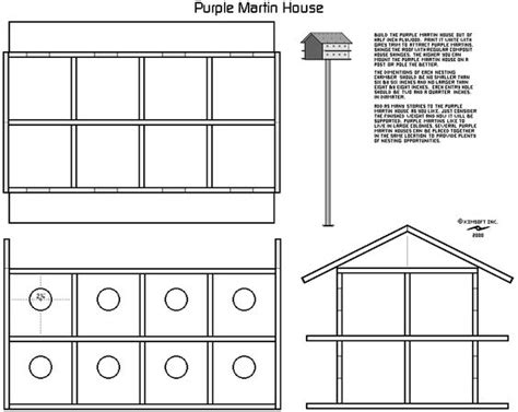 Martin bird houses are built on the apartment plan to satisfy the social instinct so marked in purple martins but so conspicuously lacking in most other birds. purple martin bird house plans | bird houses | Pinterest ...